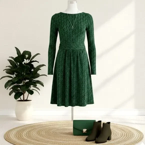 Boden | Dresses | Boden Abigail Long Sleeve Green Geo Jersey Dress Nwt  Womens Us 8 Uk 2 | Poshmark